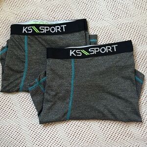 KS SPORT 2 Black Heather Boxer‎ Briefs with Moisture-Wicking Knit Fabric 4XL